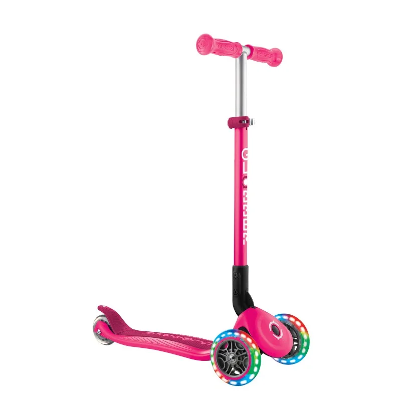 Globber PRIMO Foldable Lights Scooter - Fuchsia/Dark Pink