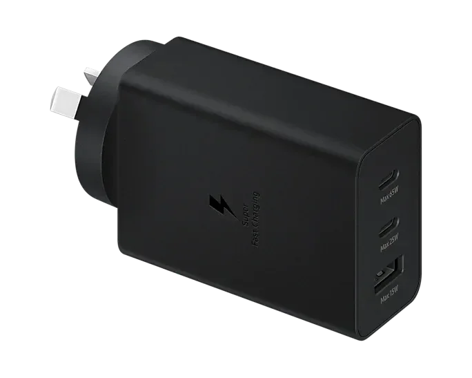 Samsung 65W Trio Adapter 2x USB-C + 1x USB-A Portable Fast Charger Black