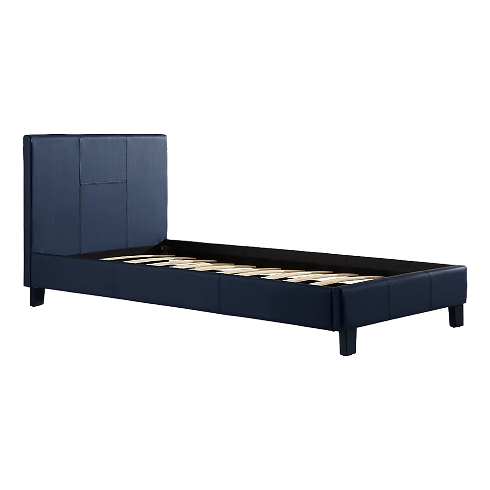 Single PU Leather Bed Frame Blue