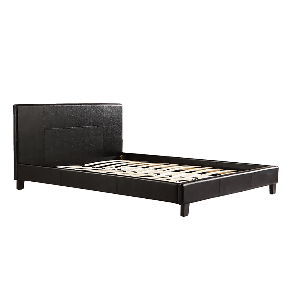Double PU Leather Bed Frame Black