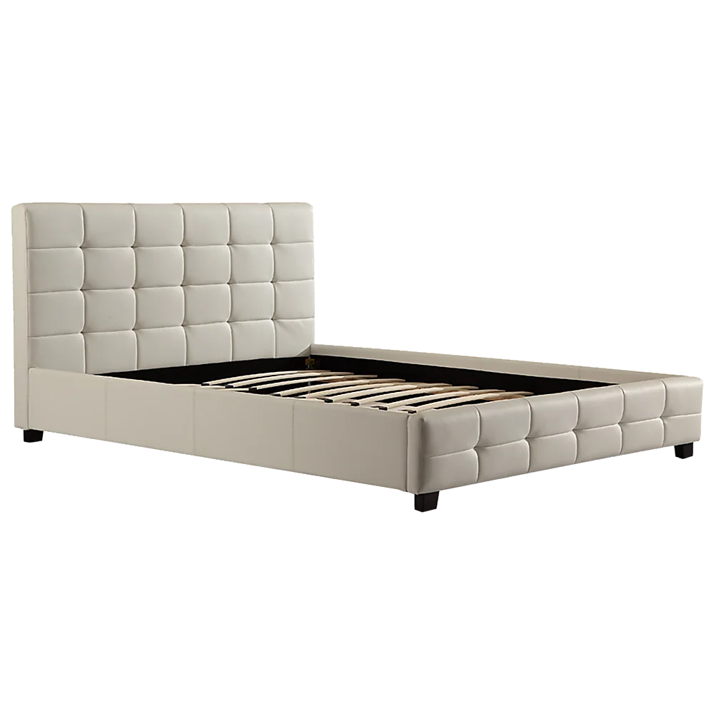 Double PU Leather Deluxe Bed Frame White