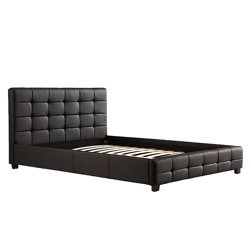 Double PU Leather Deluxe Bed Frame Black