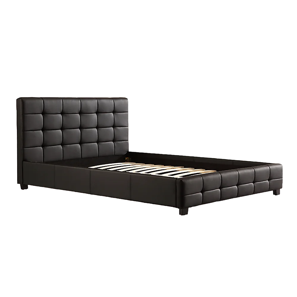 Queen PU Leather Deluxe Bed Frame Black
