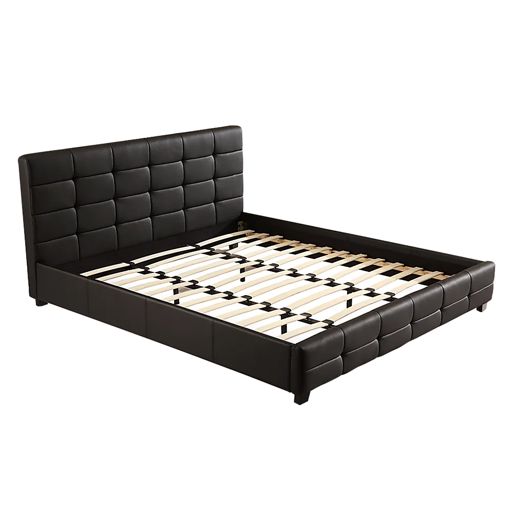 King PU Leather Deluxe Bed Frame Black