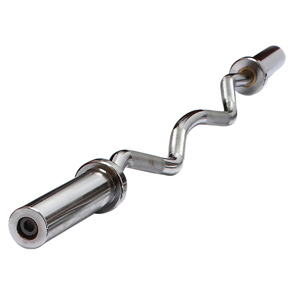 120cm Chrome Olympic EZ Curl Bar – Weightlifting Barbell for Home Gym Training