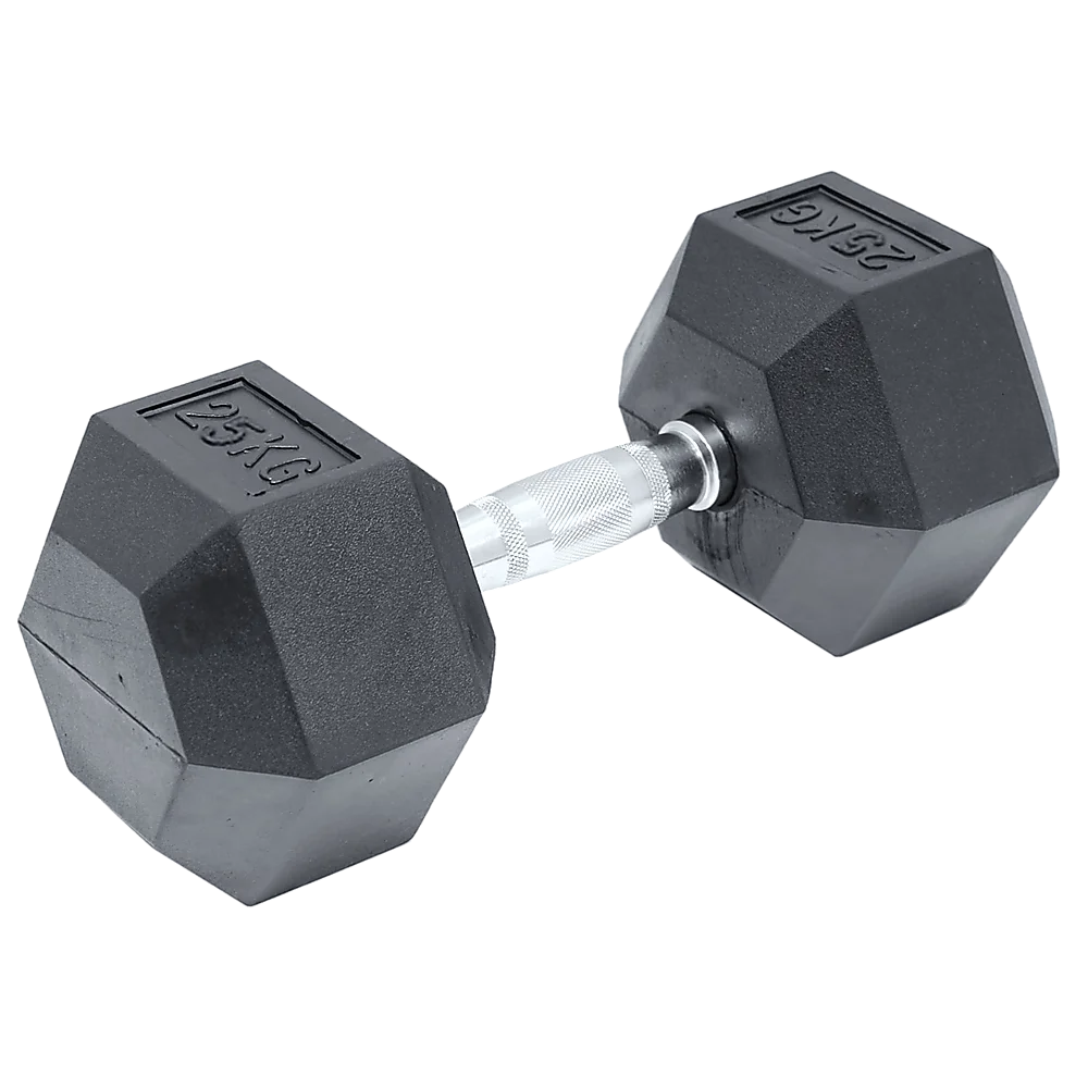 25KG Commercial Rubber Hex Dumbbell Gym Weight