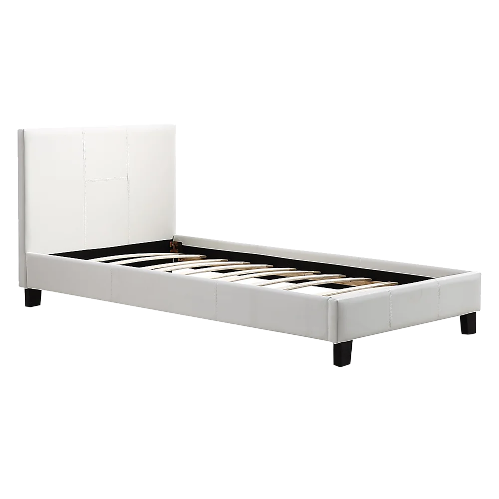 Single PU Leather Bed Frame White