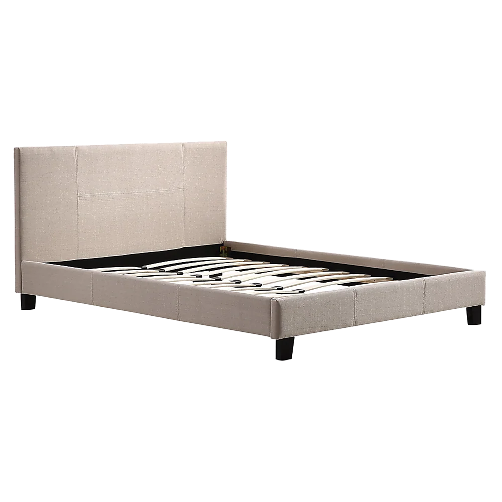 Queen Linen Fabric Bed Frame Beige