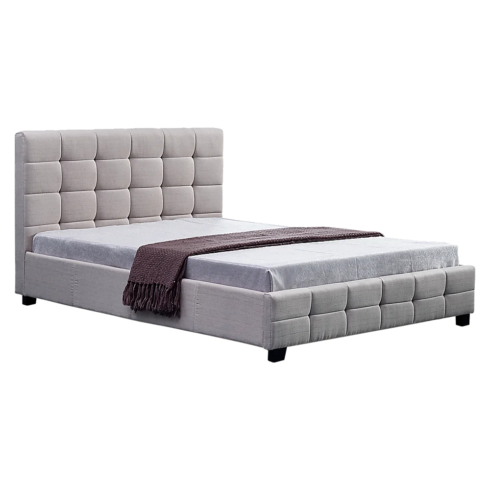 Linen Fabric Double Deluxe Bed Frame Beige
