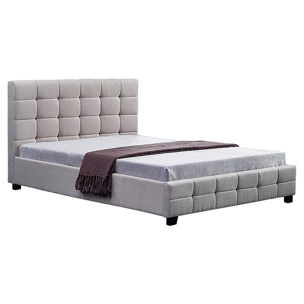 Linen Fabric Queen Deluxe Bed Frame Beige