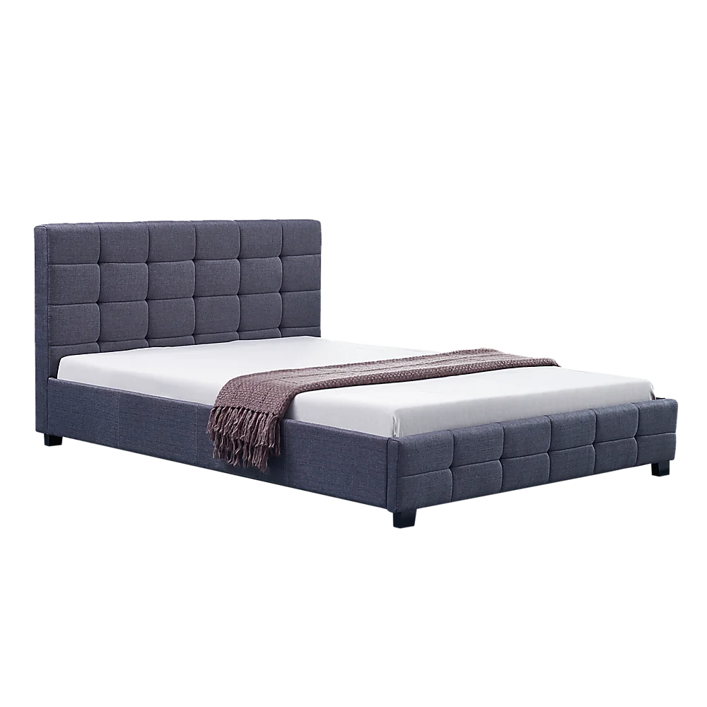Linen Fabric Queen Deluxe Bed Frame Grey