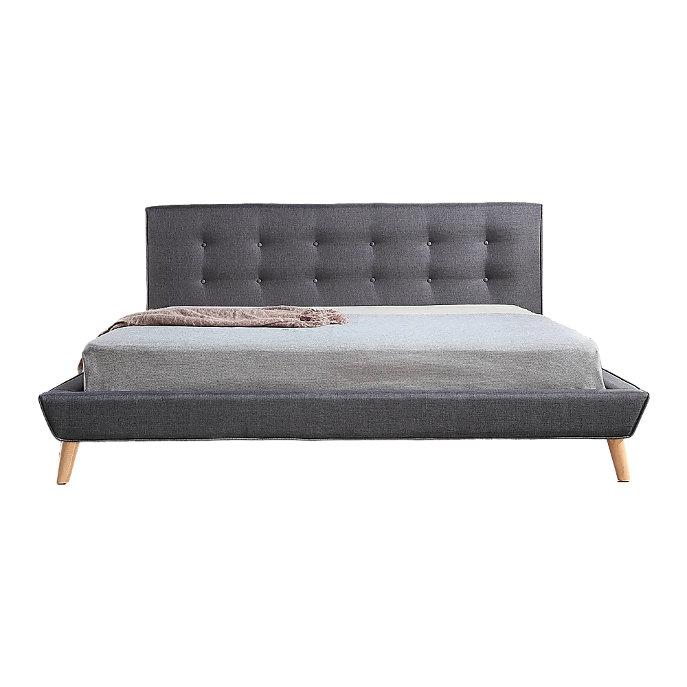King Linen Fabric Deluxe Bed Frame Grey