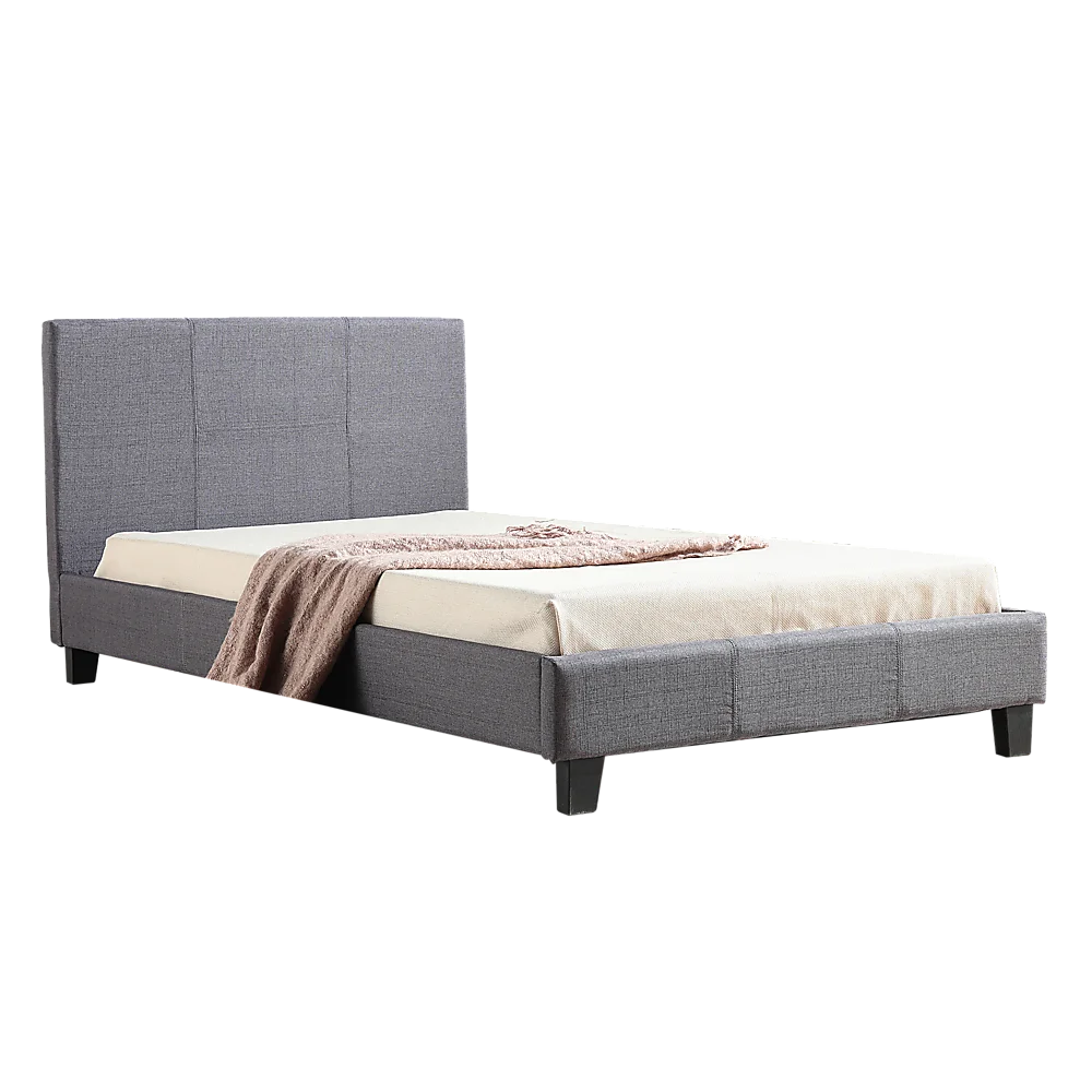 King Single Linen Fabric Bed Frame Grey