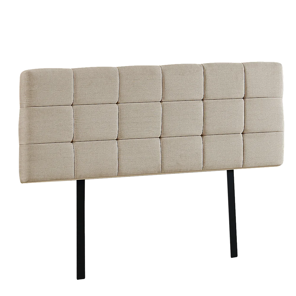 Linen Fabric Double Bed Deluxe Headboard Bedhead - Beige
