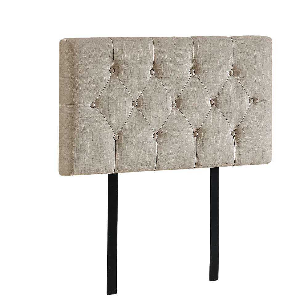 Linen Fabric Single Bed Deluxe Headboard Bedhead - Beige