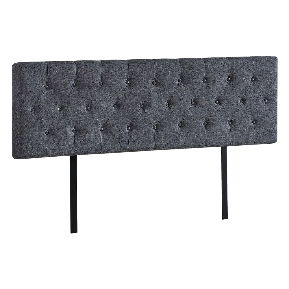 Linen Fabric King Bed Deluxe Headboard Bedhead - Grey