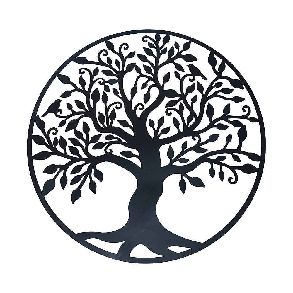 Black Tree of Life Wall Art Hanging Metal Iron Sculpture Garden 60cm