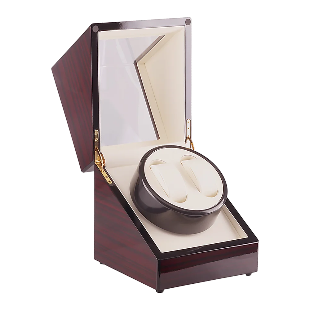 Automatic Dual Watch Winder Wood Display Box Case Motor Rotation Storage