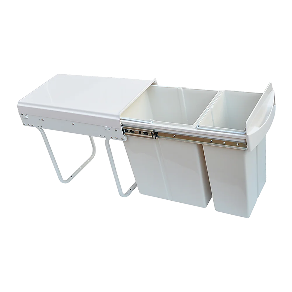 Pull Out Bin Kitchen Double Dual Slide Garbage Rubbish Waste 10L+20L