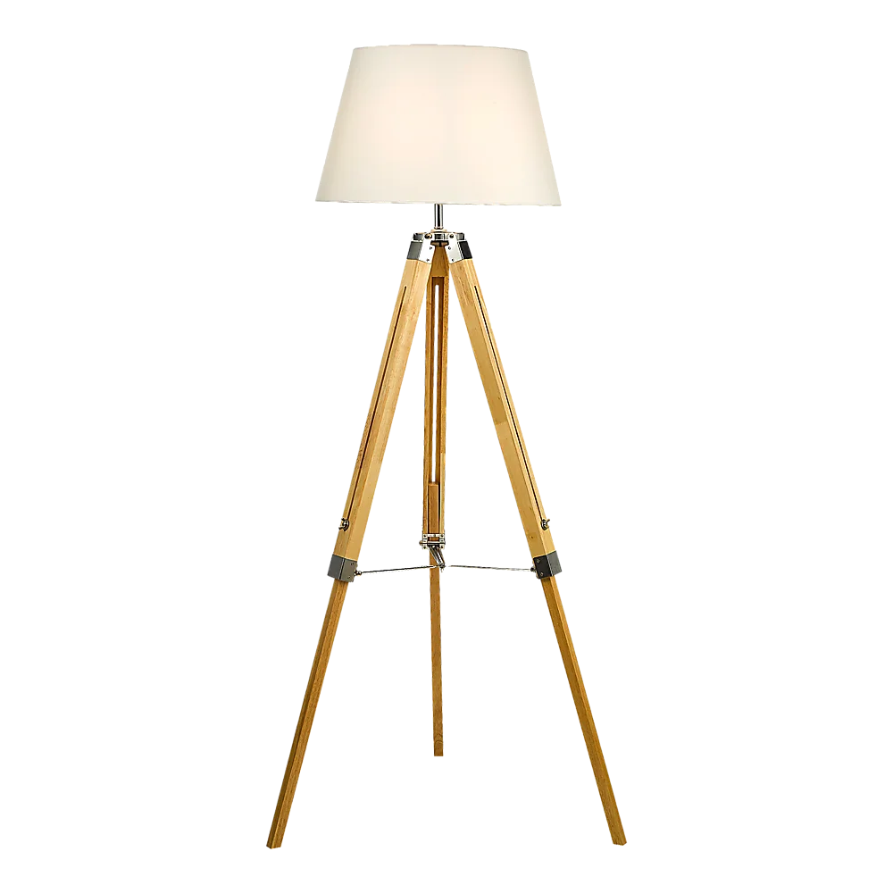 Modern Floor Lamp Wood Tripod Home Bedroom Reading Light 145cm