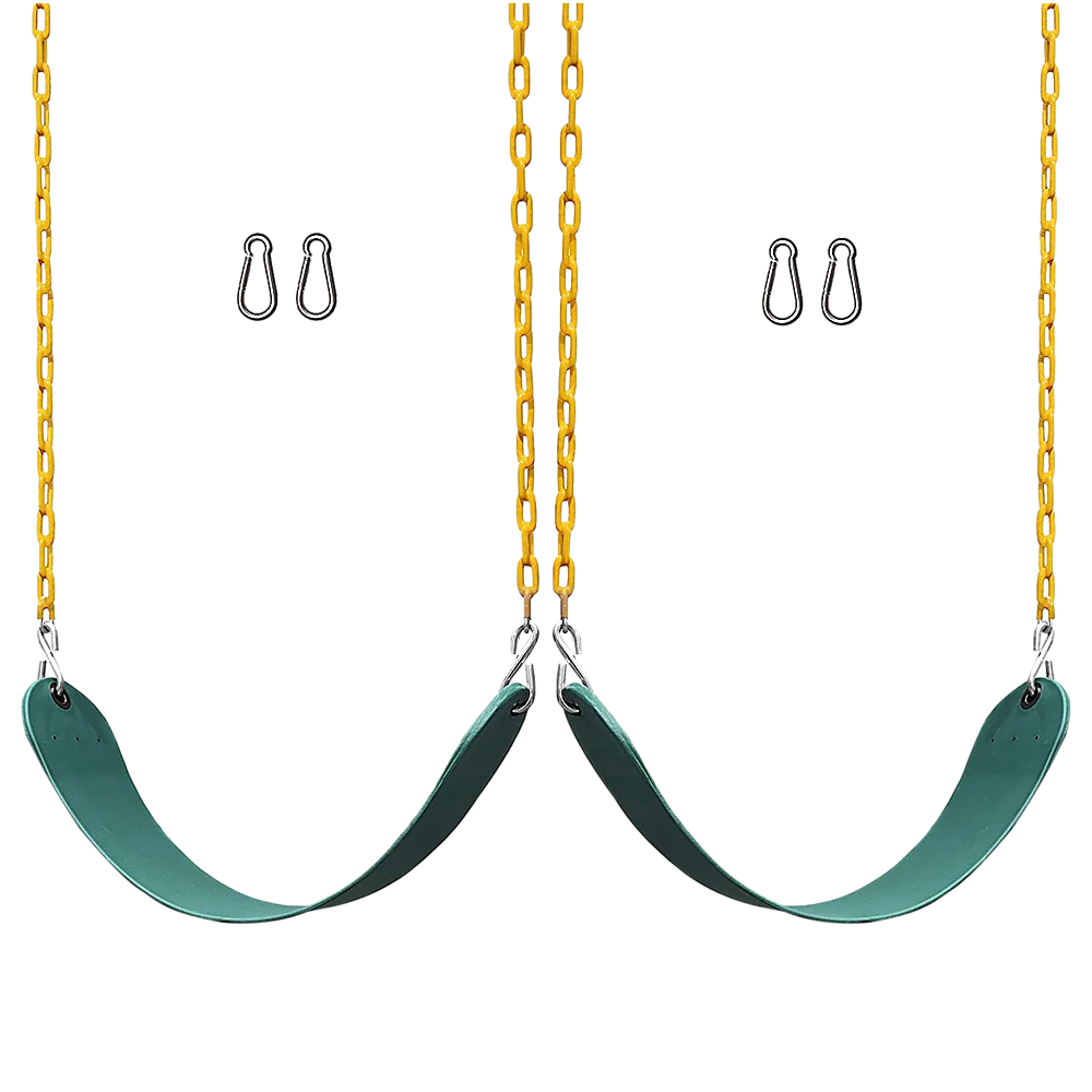 2 Pack Heavy Duty Playground Swing Seats with 66 Inch Plastic Coated Chains for Outdoor Backyard Play