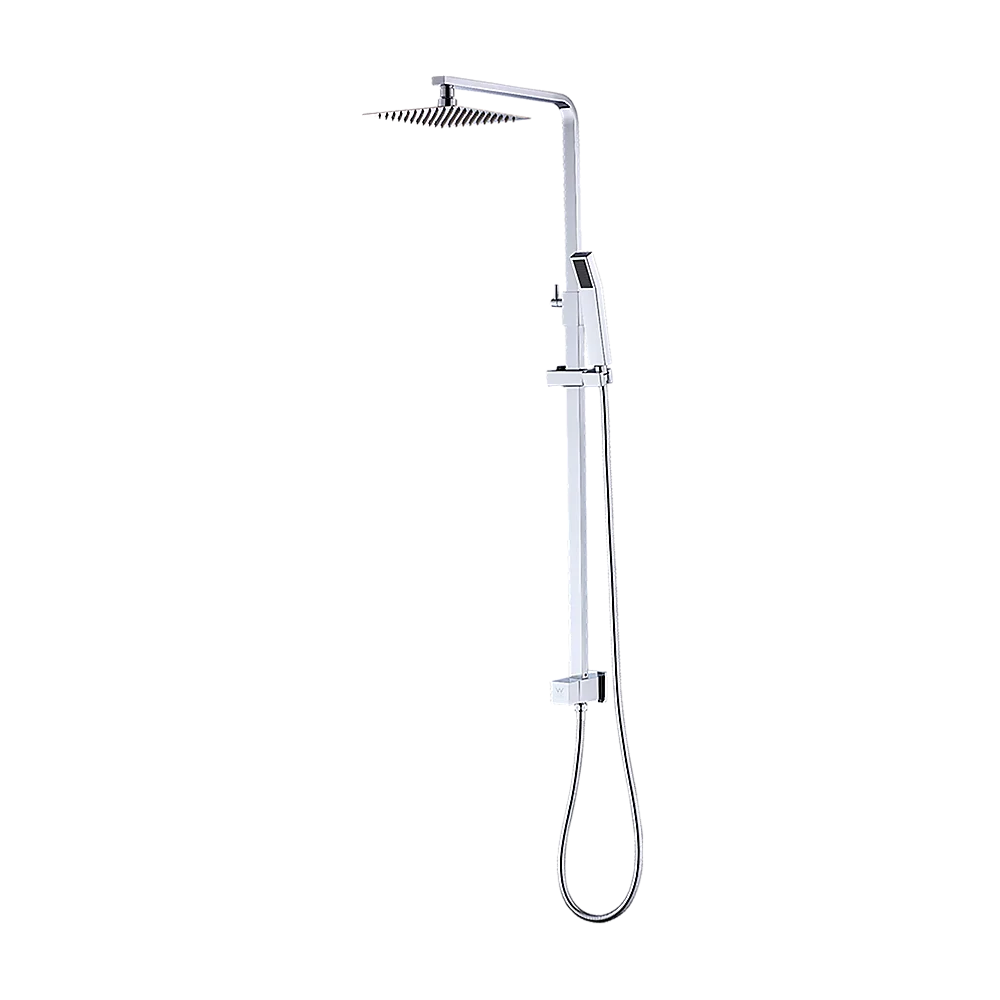 WELS 8" Rain Shower Head Set Square Dual Heads Faucet High Pressure Hand Held