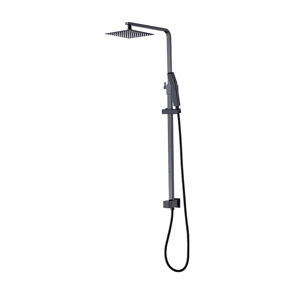 WELS 8" Rain Shower Head Set Square Dual Heads Faucet High Pressure Hand Held