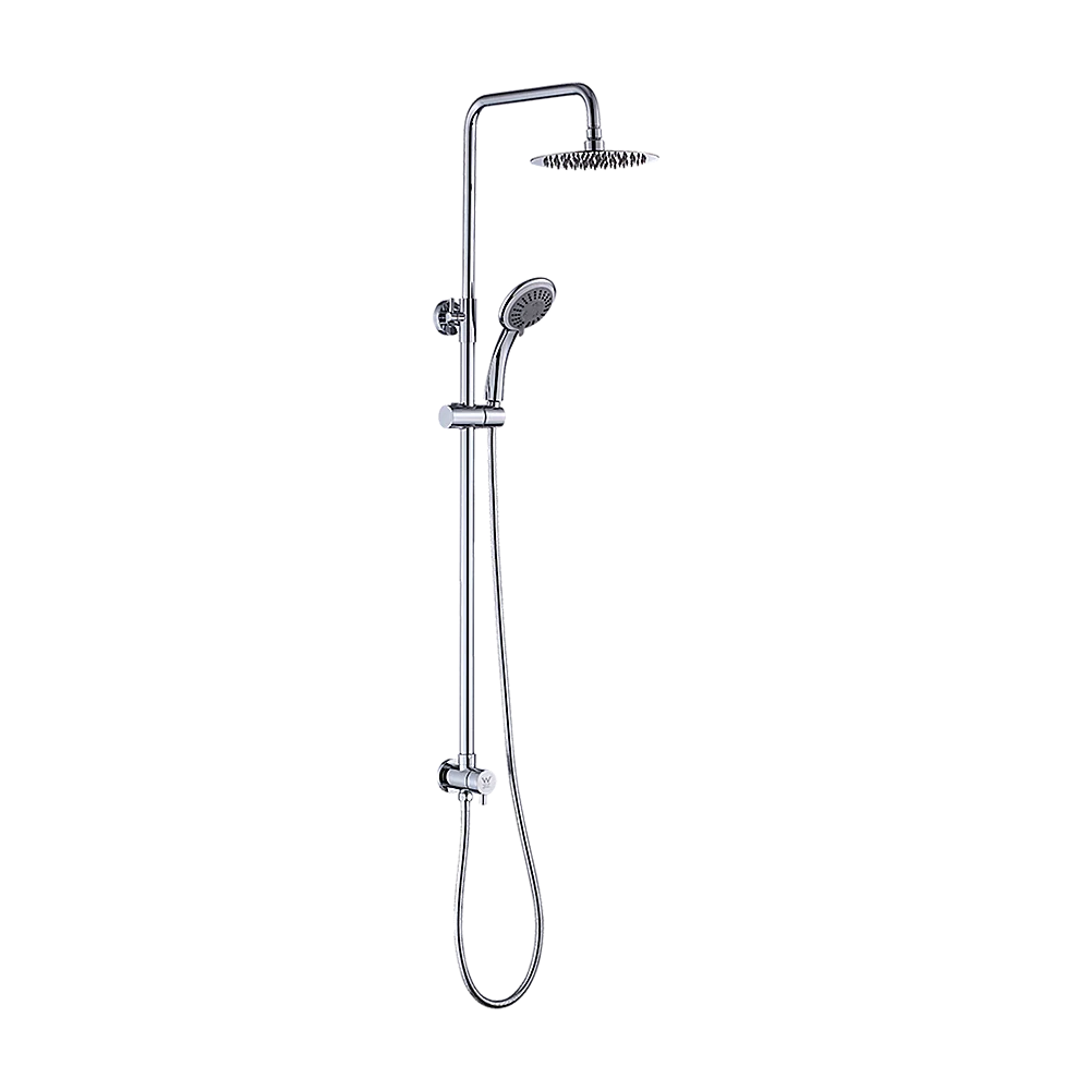WELS 8" Rain Shower Head Set Rounded Dual Heads Faucet High Pressure Hand Held