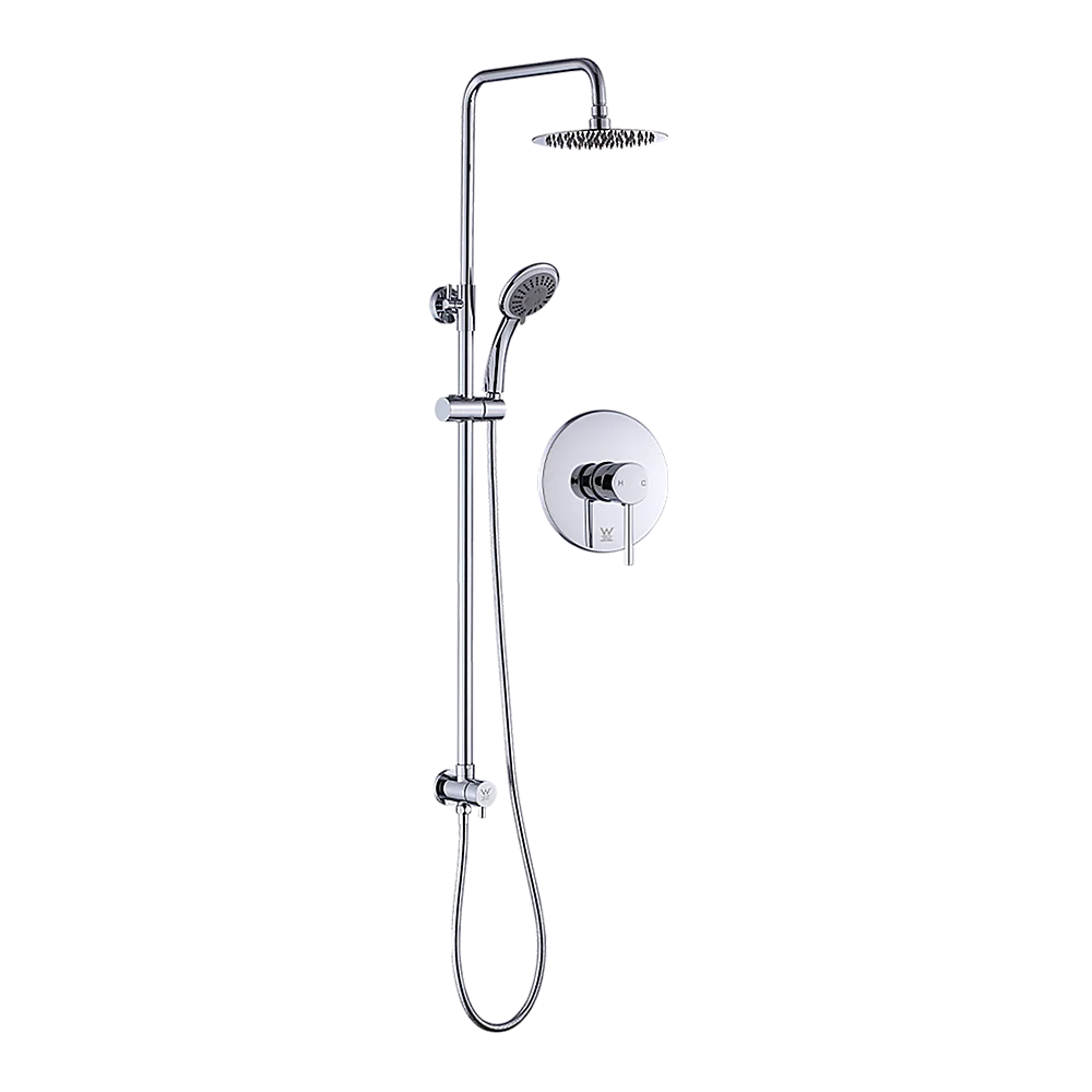 WELS 8" Rain Shower Head Set Rounded Dual Heads Faucet High Pressure With Mixer
