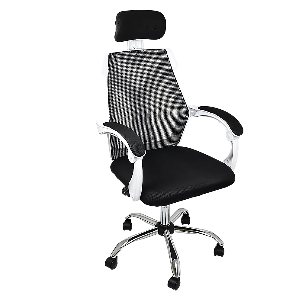 Office Chair – Ergonomic Mesh Back Computer Desk White Chair with Padded Foam Seat