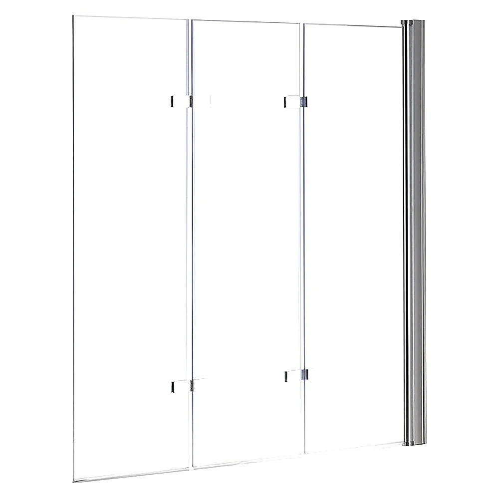 3 Fold Chrome Folding Bath Shower Screen Door Panel 1300mm x 1400mm