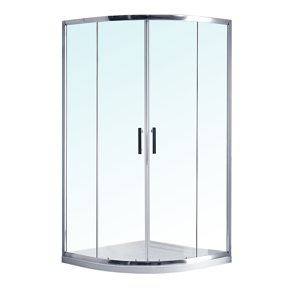 100 x 100cm Rounded Sliding 6mm Curved Shower Screen with Base in Chrome