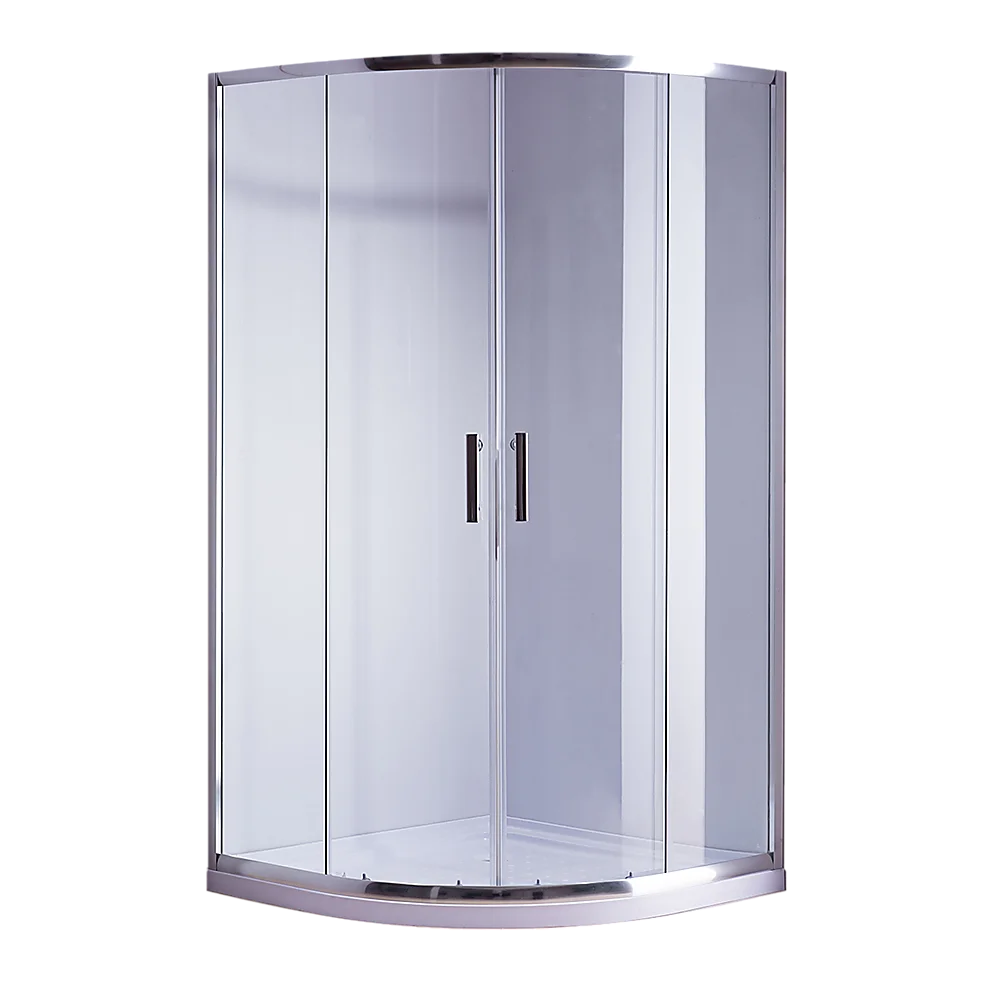 90 x 90cm Rounded Sliding 6mm Curved Shower Screen with Base in Chrome