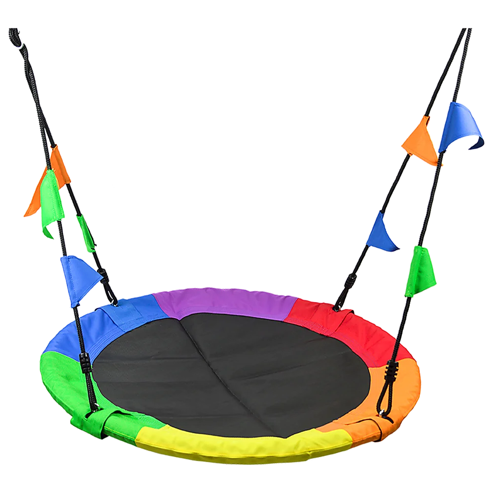 1m Tree Swing in Multi-Color Rainbow Kids Indoor/Outdoor Round Mat Saucer Swing