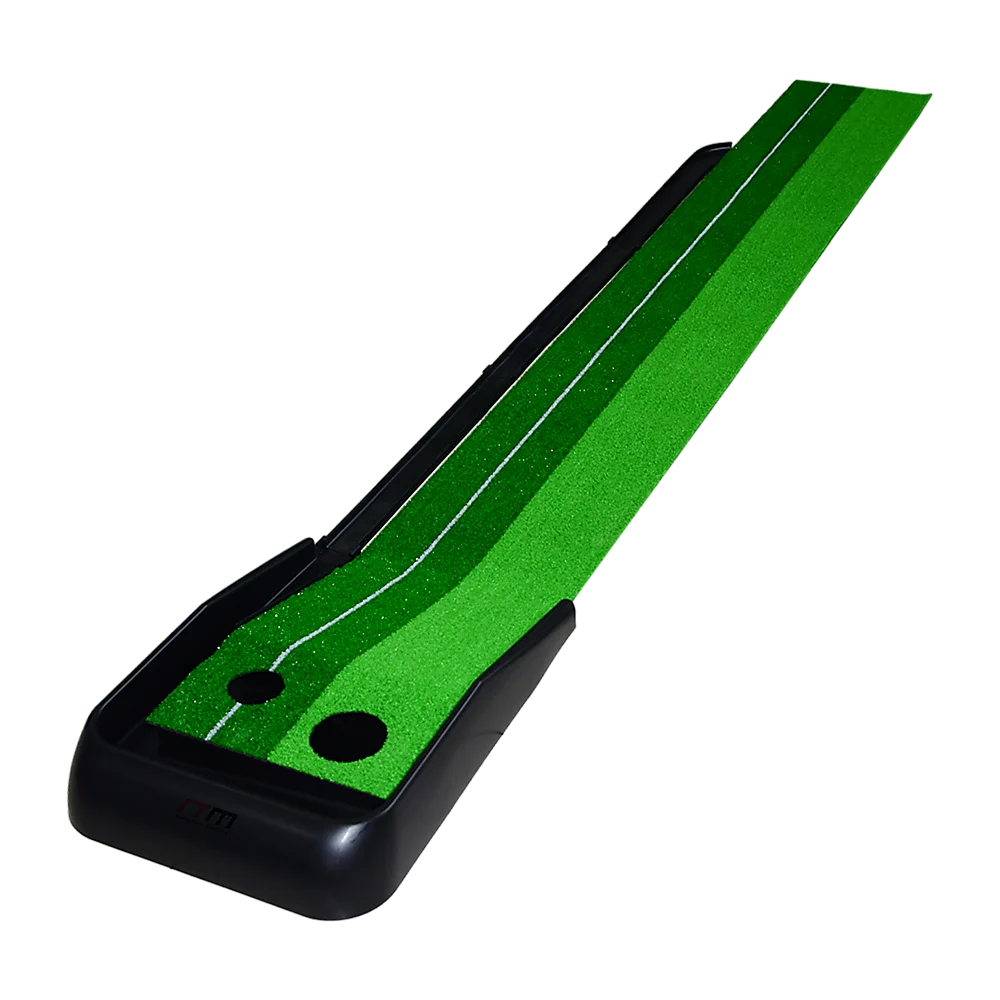 Indoor Practice Putting Green 2.5m Mat Inclined Ball Return Fake Grass 2 Holes