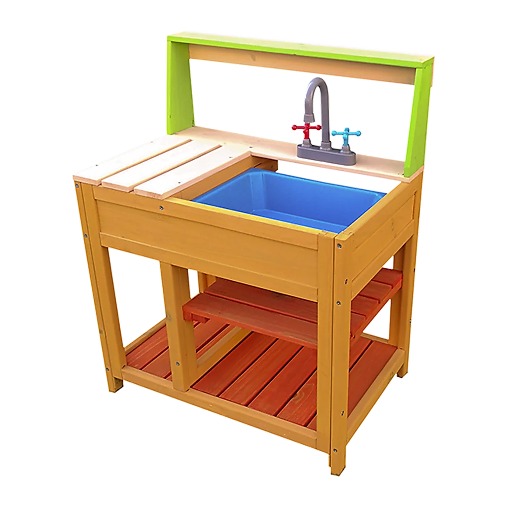 Childrens Outdoor Play Mud Kitchen Sand Pit with Display Shelf