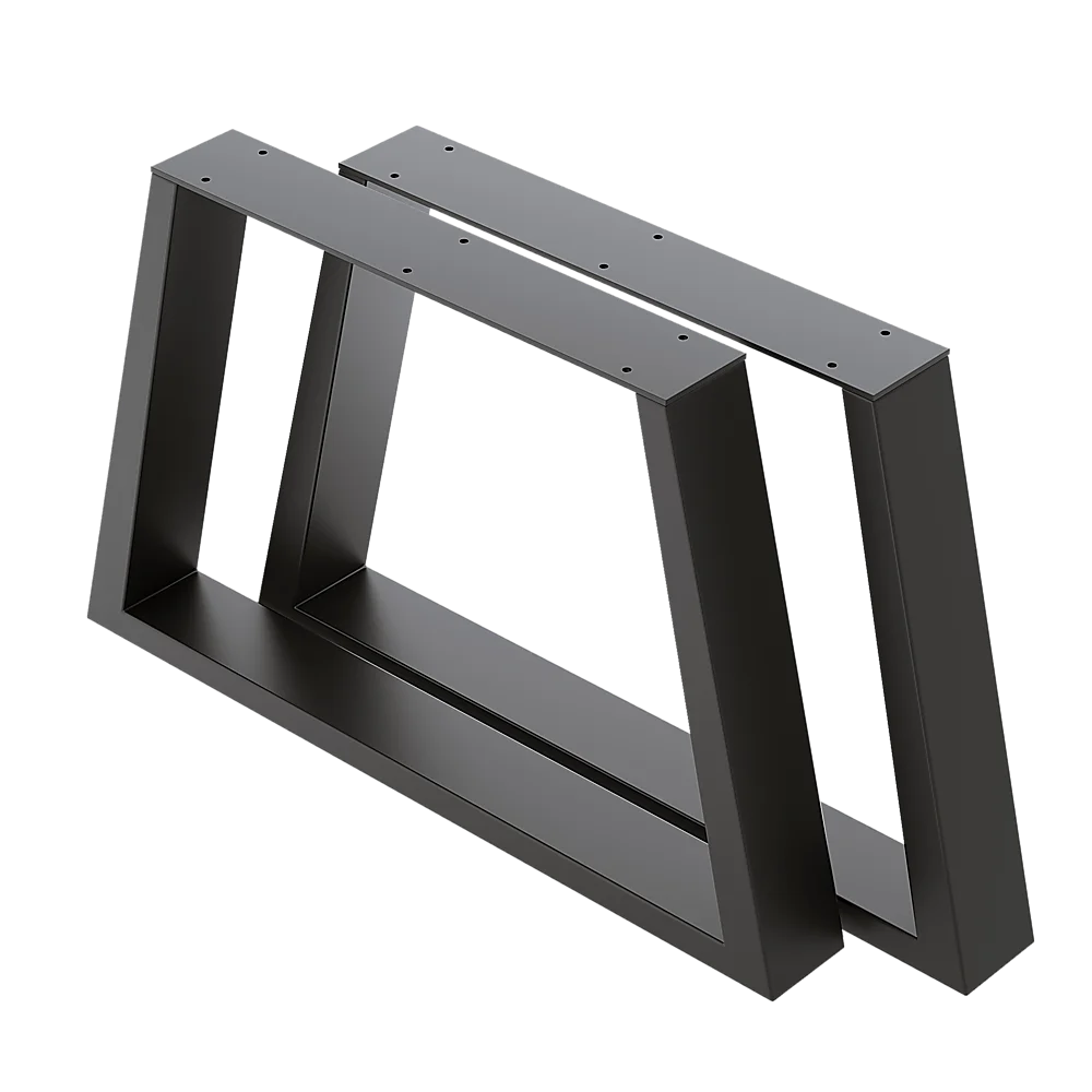 Trapezium-Shaped Table Bench Desk Legs Retro Industrial Design Fully Welded - Black