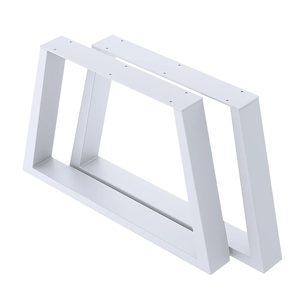 Trapezium-Shaped Table Bench Desk Legs Retro Industrial Design Fully Welded - White