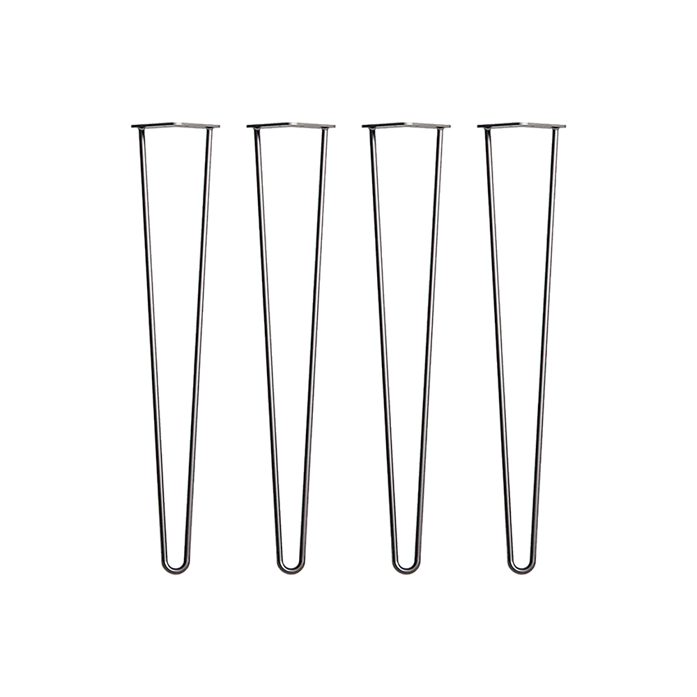 Set of 4 Industrial Retro Hairpin Table Legs 12mm Steel Bench Desk - 71cm Black