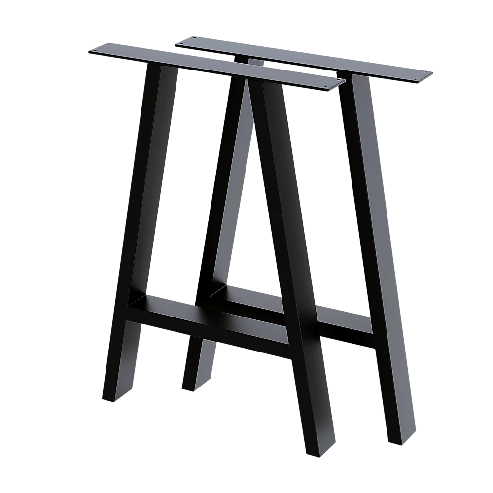 2x Rustic Dining Table Legs Steel Industrial Vintage 71cm - Black