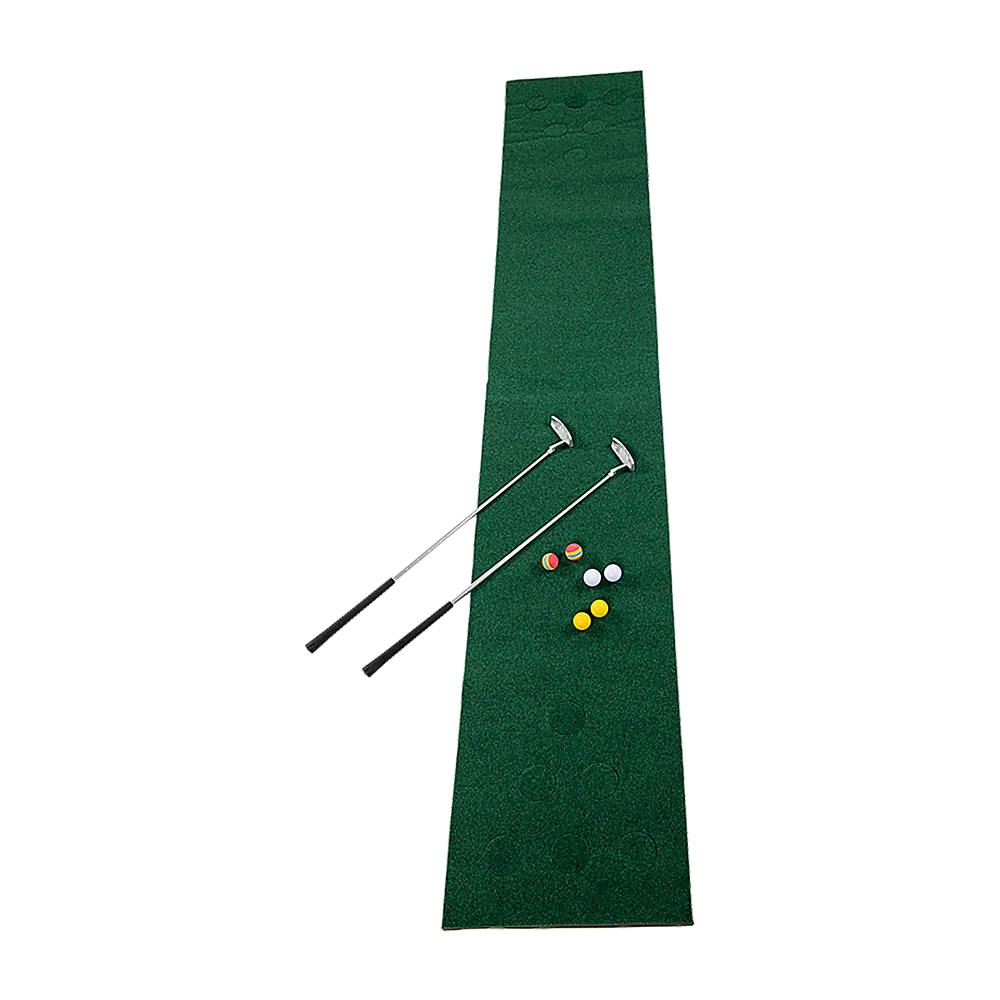 Golf Beer Pong Game Toy Set Green Golf Putting Matt with 2 Putters, 6 Balls