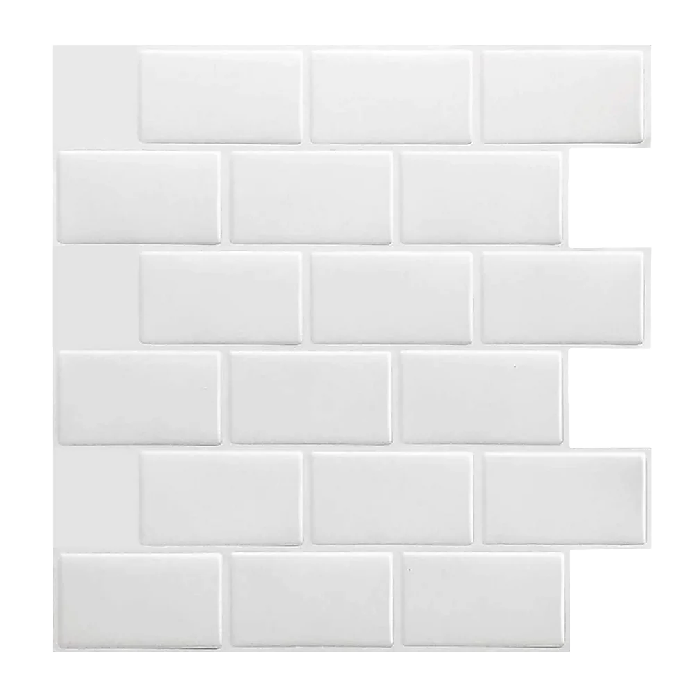 Tiles 3D Peel and Stick Wall Tile Subway White (30 x 30cm x 10 sheets)