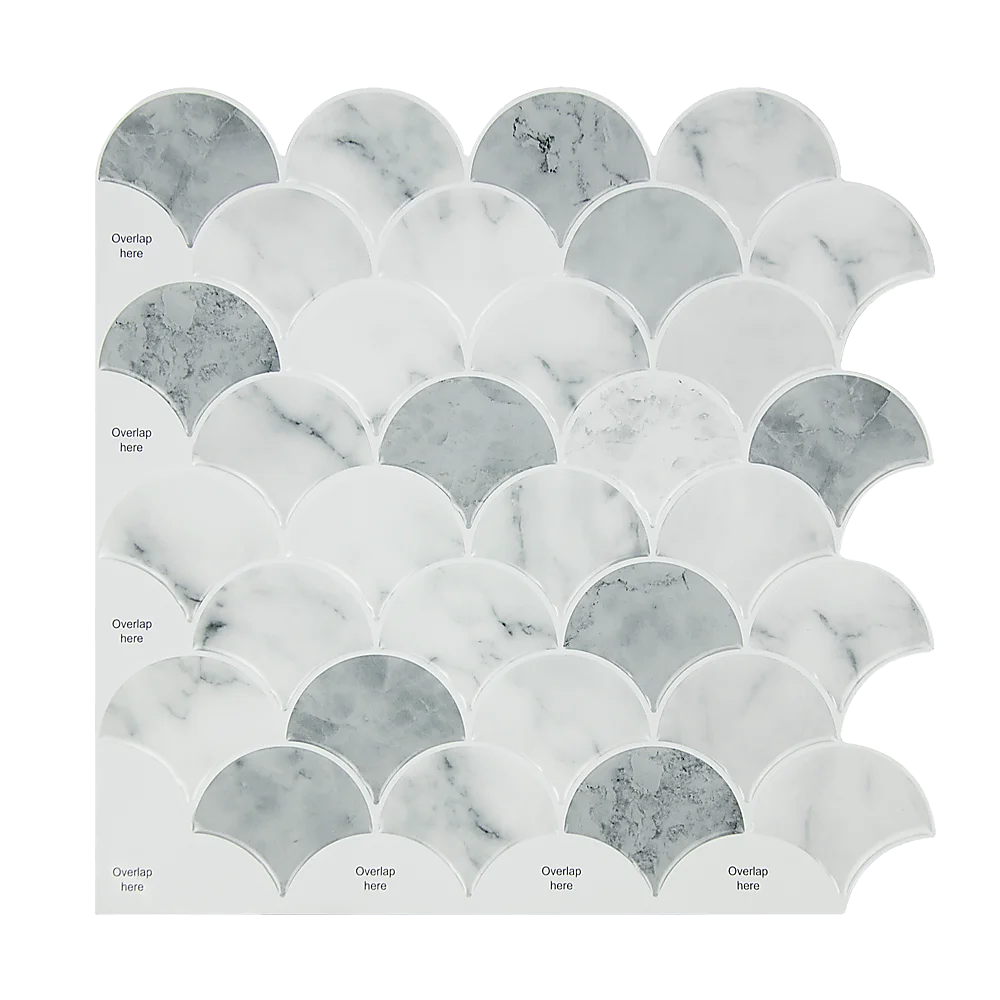 Tiles 3D Peel and Stick Wall Tile Fish Scale Mosaic 10 Sheets