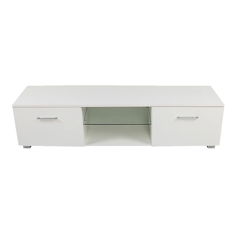 TV Cabinet Entertainment Unit Stand High Gloss Storage Shelf 140cm White