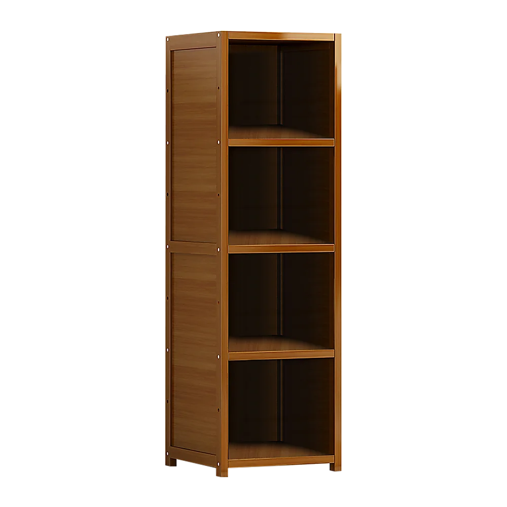Bamboo 4-Shelf Bookcase – Adjustable Display Storage Rack Stand for Living Room, Bedroom, Office or Home Organisation