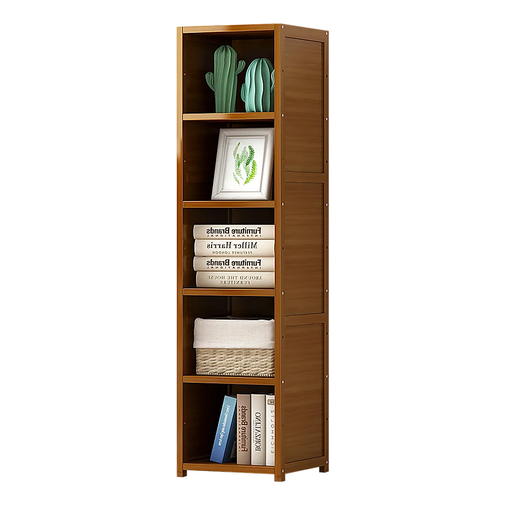 Bamboo 5-Shelf Bookcase – Tall Display Storage Rack Stand for Living Room, Bedroom, Office or Home Organisation