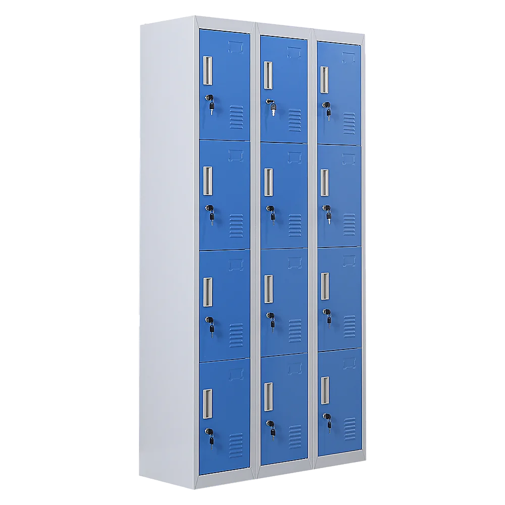 12-Door Locker for Office Gym Shed School Home Storage - Standard Lock with Keys