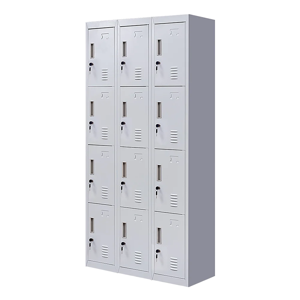 12-Door Locker for Office Gym Shed School Home Storage - Standard Lock with Keys