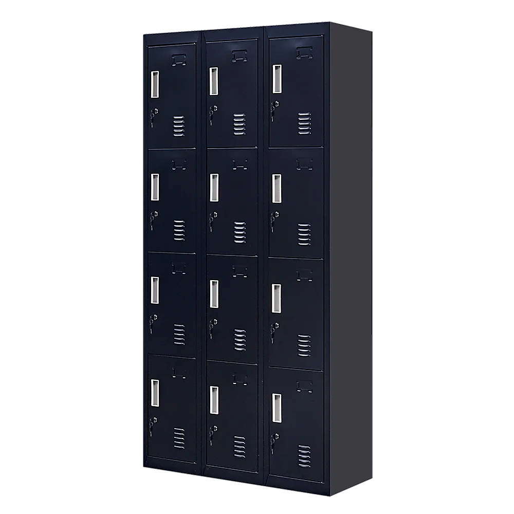 12-Door Locker for Office Gym Shed School Home Storage - Standard Lock with Keys