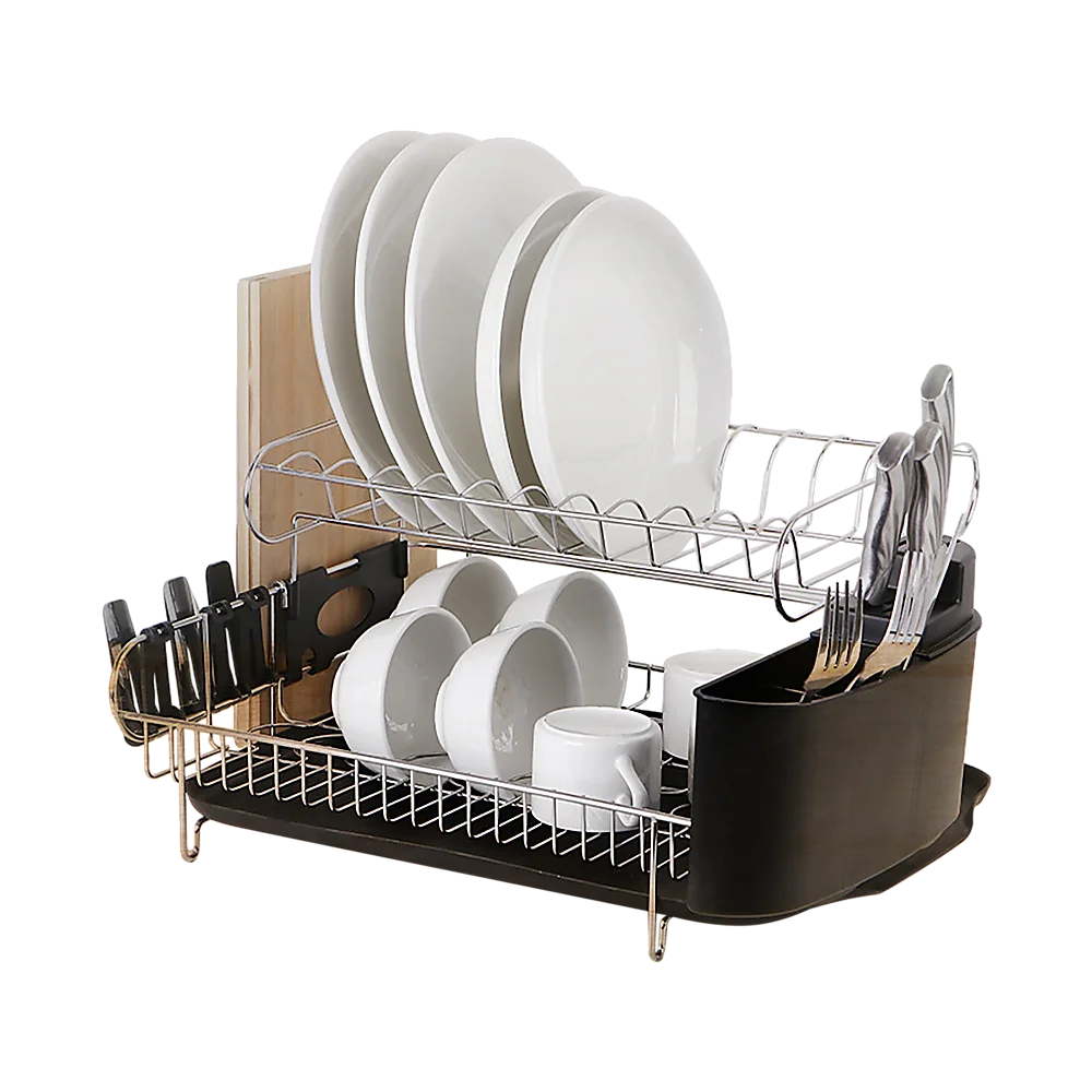 Dish Drying Rack Drainer Cup Plate Holder Cutlery Tray Kitchen Organiser